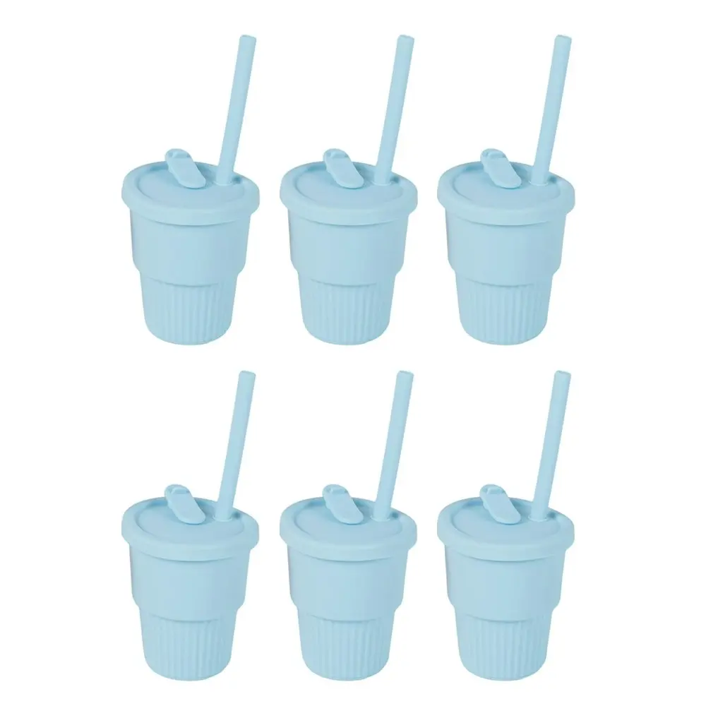 6x Cuddle Bug Baby/Toddler Silicone Training Drinking Straw Cup 300ml Pink/Blue