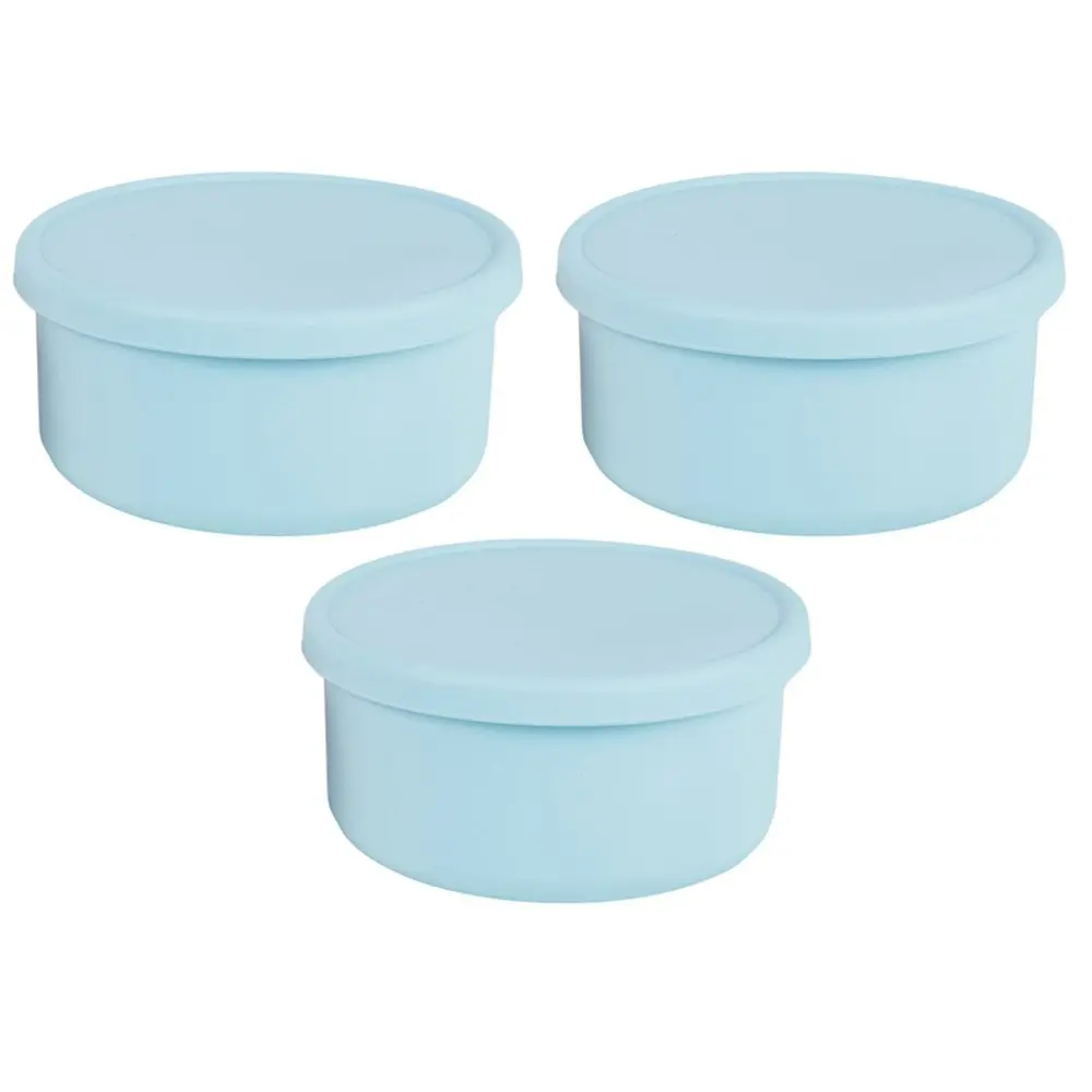 3x Cuddle Bug Baby/Infant Feeding Silicone Bowl w/ Lid 14.5x14.5cm 2 Blue/Pink