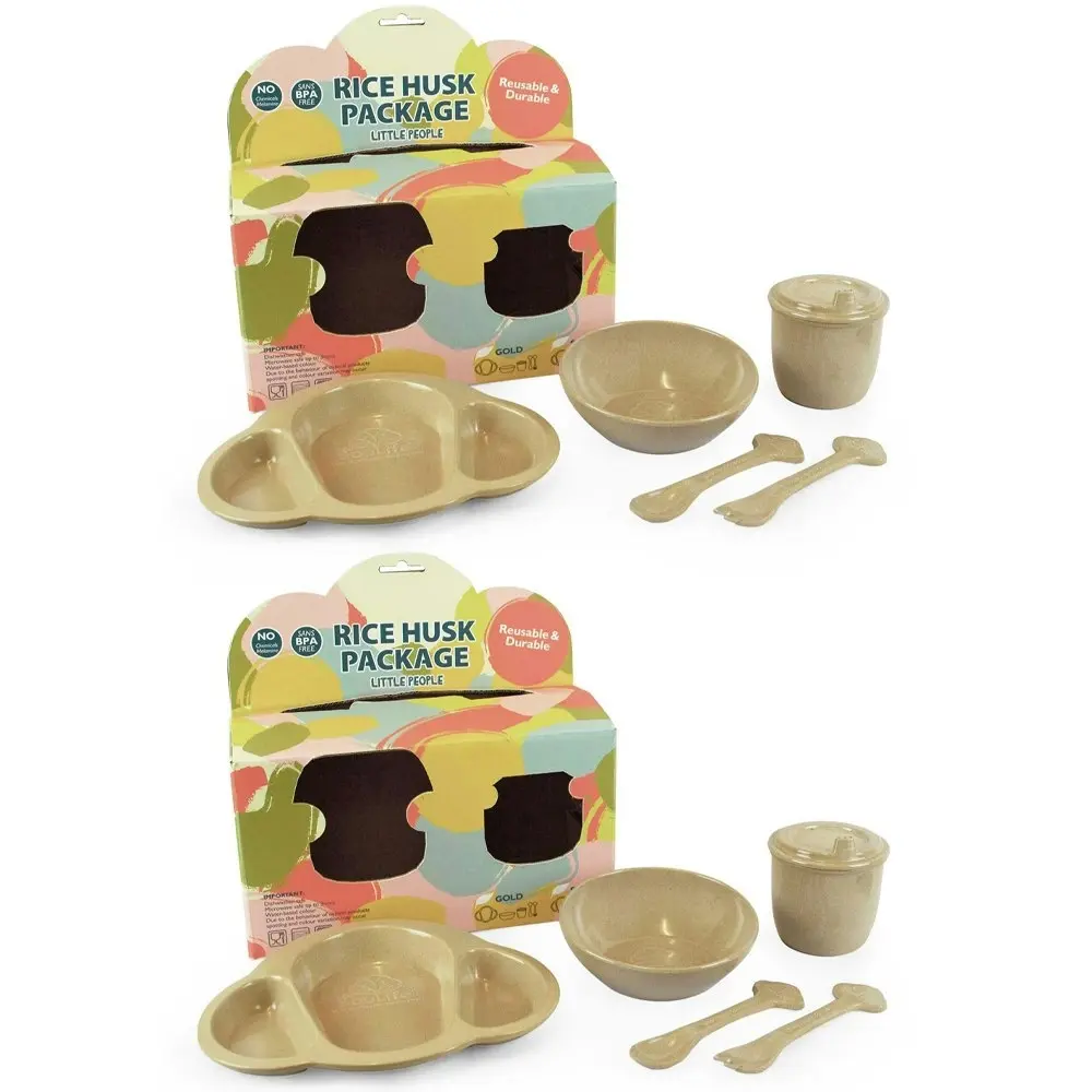 2x 5pc EcoSouLife Reusable Rice Husk Baby/Infant Feeding Utensils Set Beige