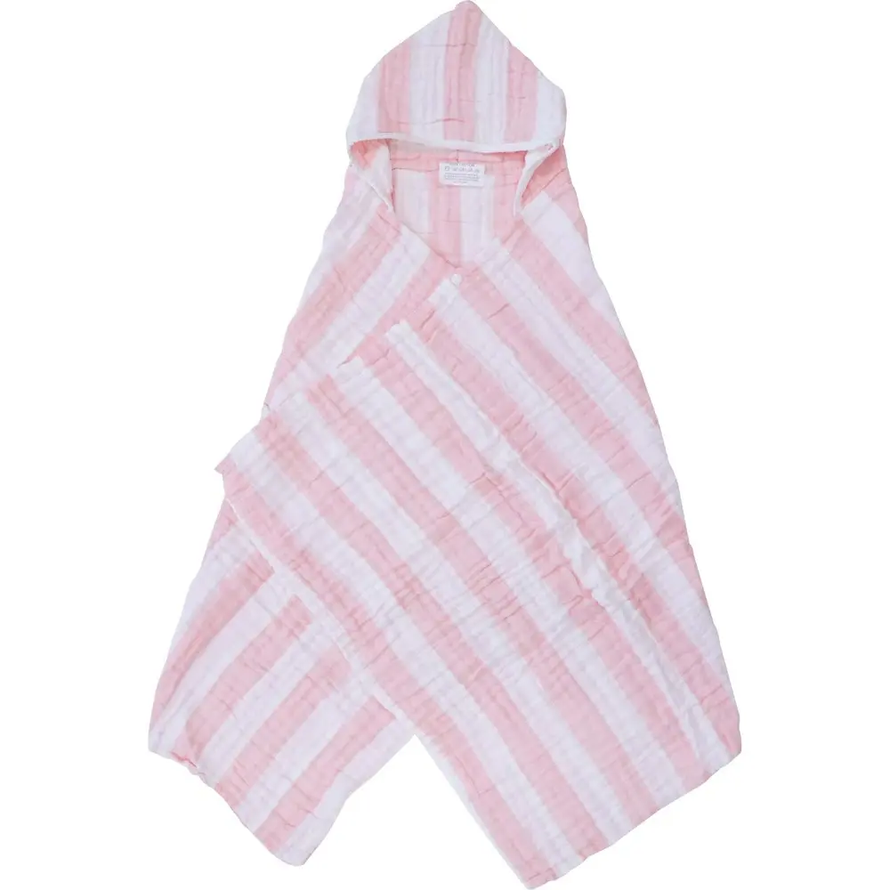 LVD Striped Cotton Hooded Swaddle Soft/Gentle Baby Wrap 127x66cm Pink/White