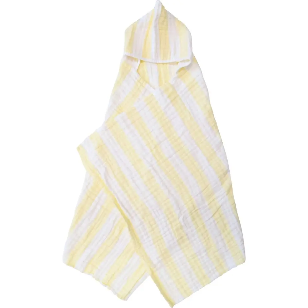 LVD Striped Cotton Hooded Swaddle Soft/Gentle Baby Wrap 127x66cm Yellow/WHT