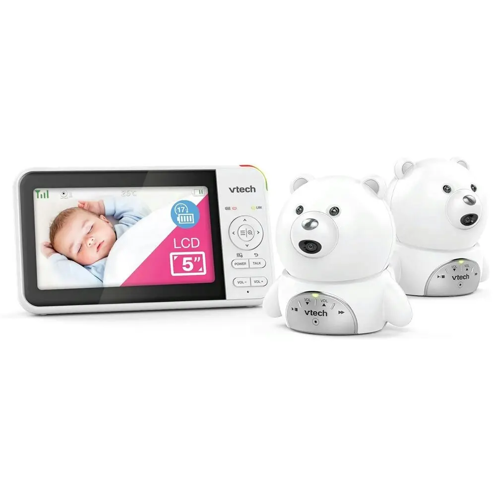 VTech Full Colour Baby Video & Audio Monitor Twin Bear Camera Pack White