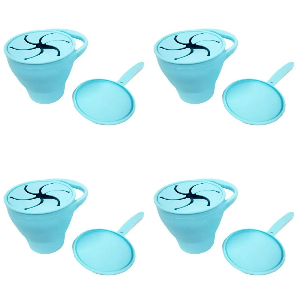 4x Cuddle Bug Baby/Toddler Feeding Silicone Collapsible Snack Spinner Cup 320ml