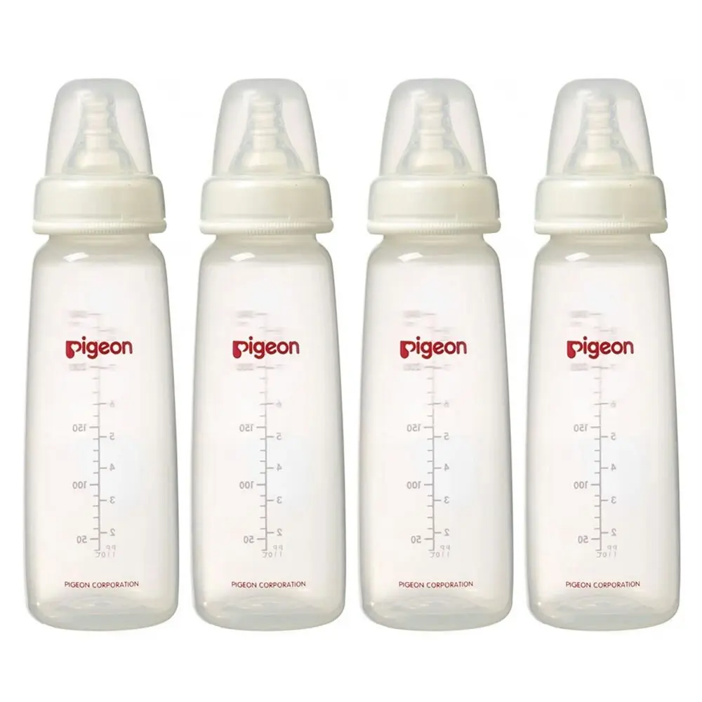 4PK PIGEON 240ml Flexible Slim Neck PP Bottles Baby Feeding Bottle Twin Pack