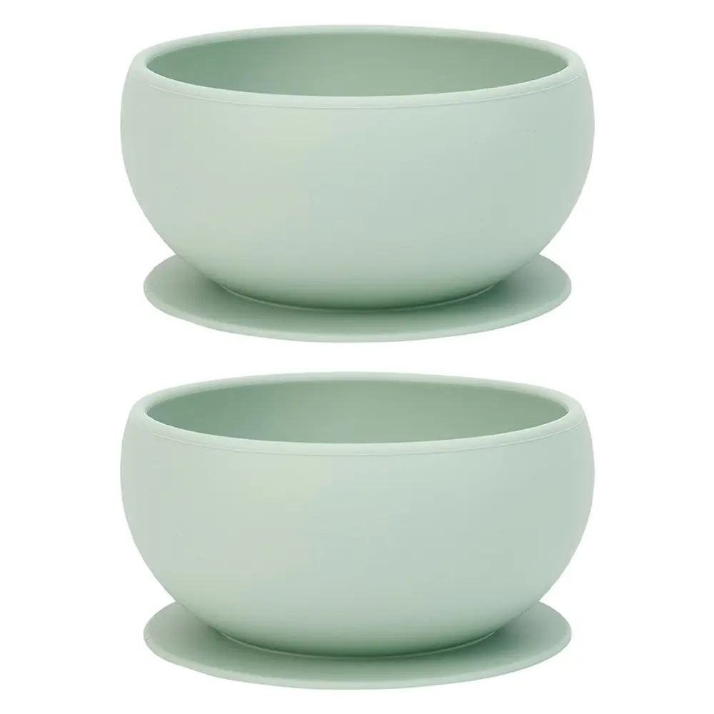 2x Annabel Trends Baby/Kids Silicone Suction Food Feeding Bowl BPA Free 0+ Moss