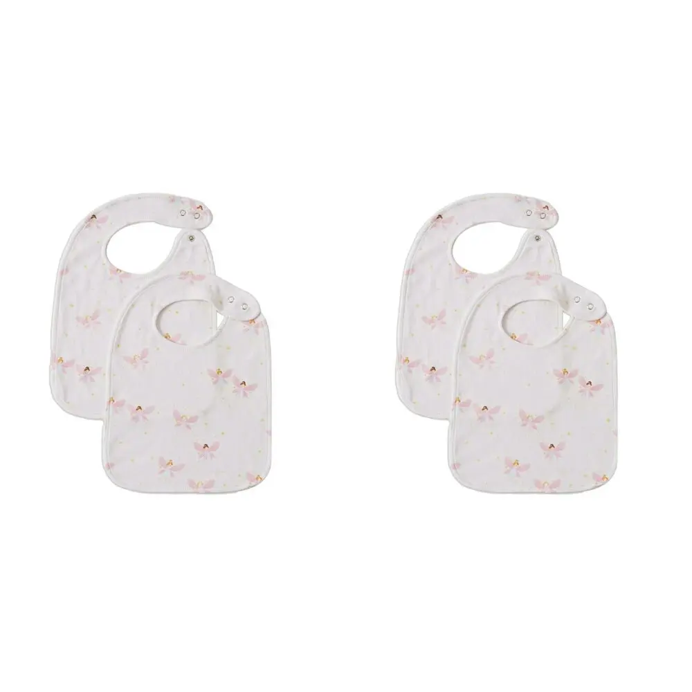 2x 2pc Jiggle & Giggle Fairy Dust Bib Set Baby Muslin Burp Drooling/Feeding