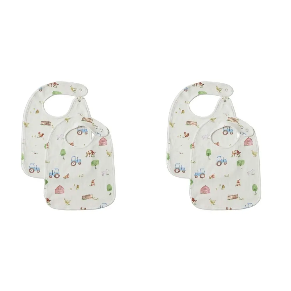 2x 2pc Jiggle & Giggle Barnyard Babies Bib Set Baby/Infant Burp Drooling/Feeding