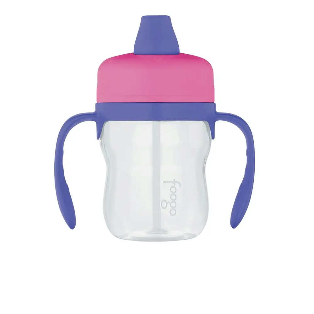 Foogo BPA Free Soft Spout Tritan Plastic Sippy Cup with Handles Pink 235ml