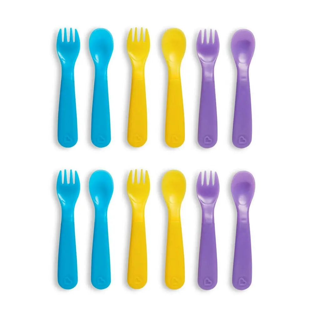 12PC Munchkin Ergonomic ColorReveal Color Changing Toddler/Baby Utensils 12M+