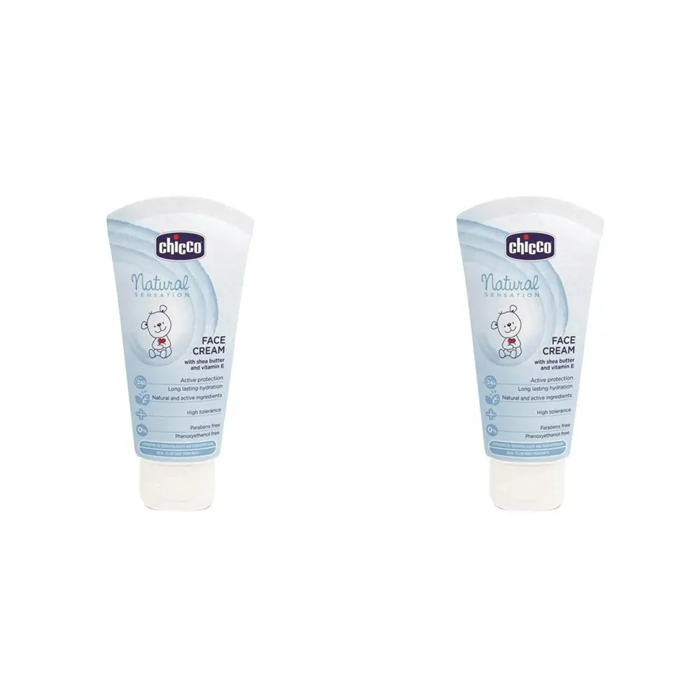 2x Chicco Nursing Baby Natural Sensation 50ml Face Cream For Dry/Sensitive Skin