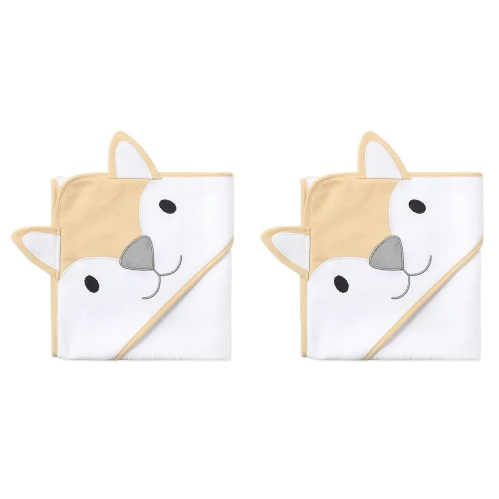 2x The Peanutshell Woodland Adventure Character Soft Hooded Baby Bath Towel