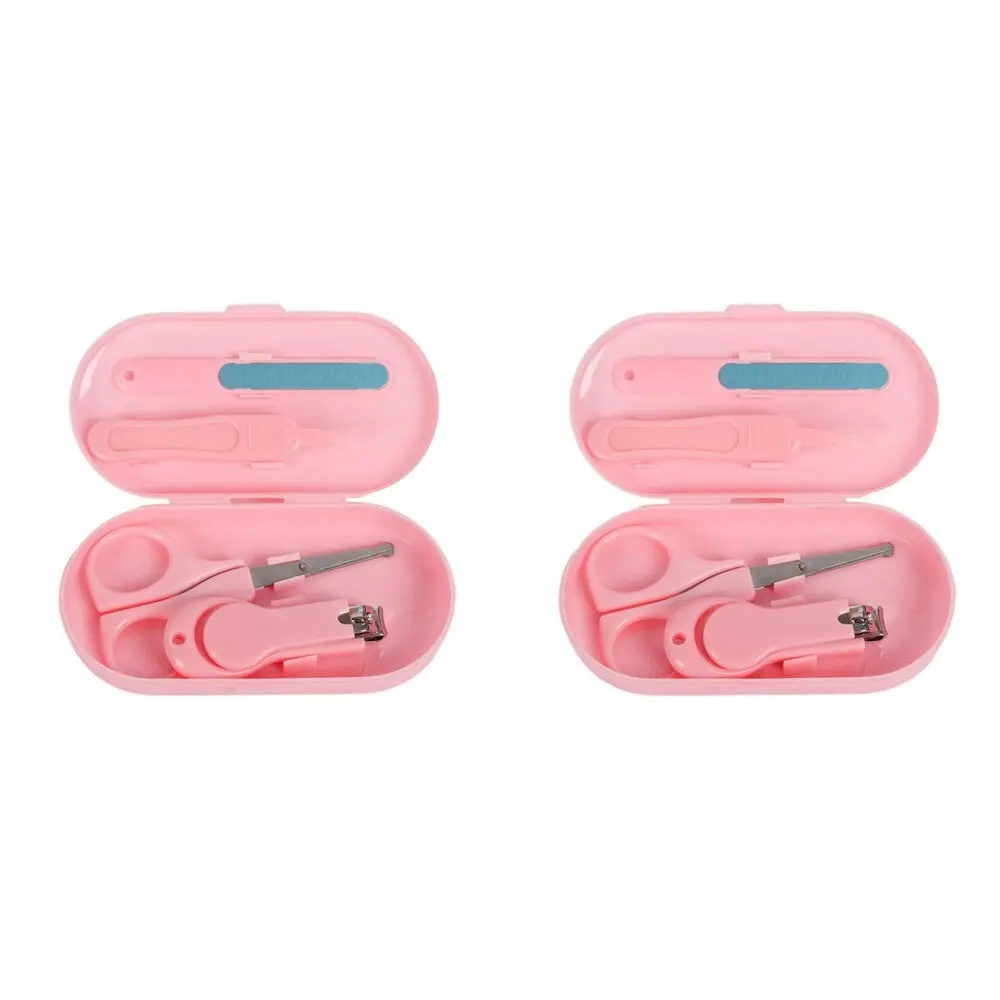 2x 4pc Cuddle Bug Baby Grooming Nail Clipper Care Set In Case 2 Asst Pink & Blue