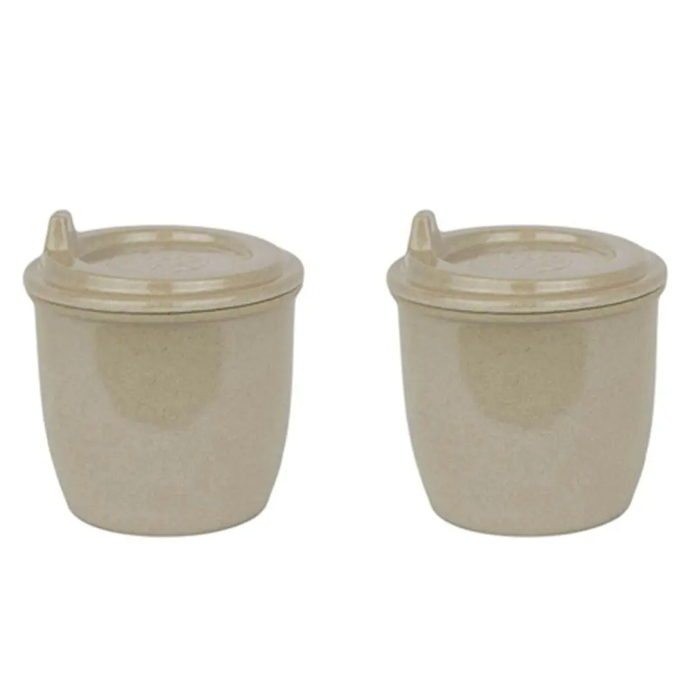 2x EcoSouLife Reusable Rice Husk Kids/Toddler Baby Sippy Cup w/ Lid  296ml Beige