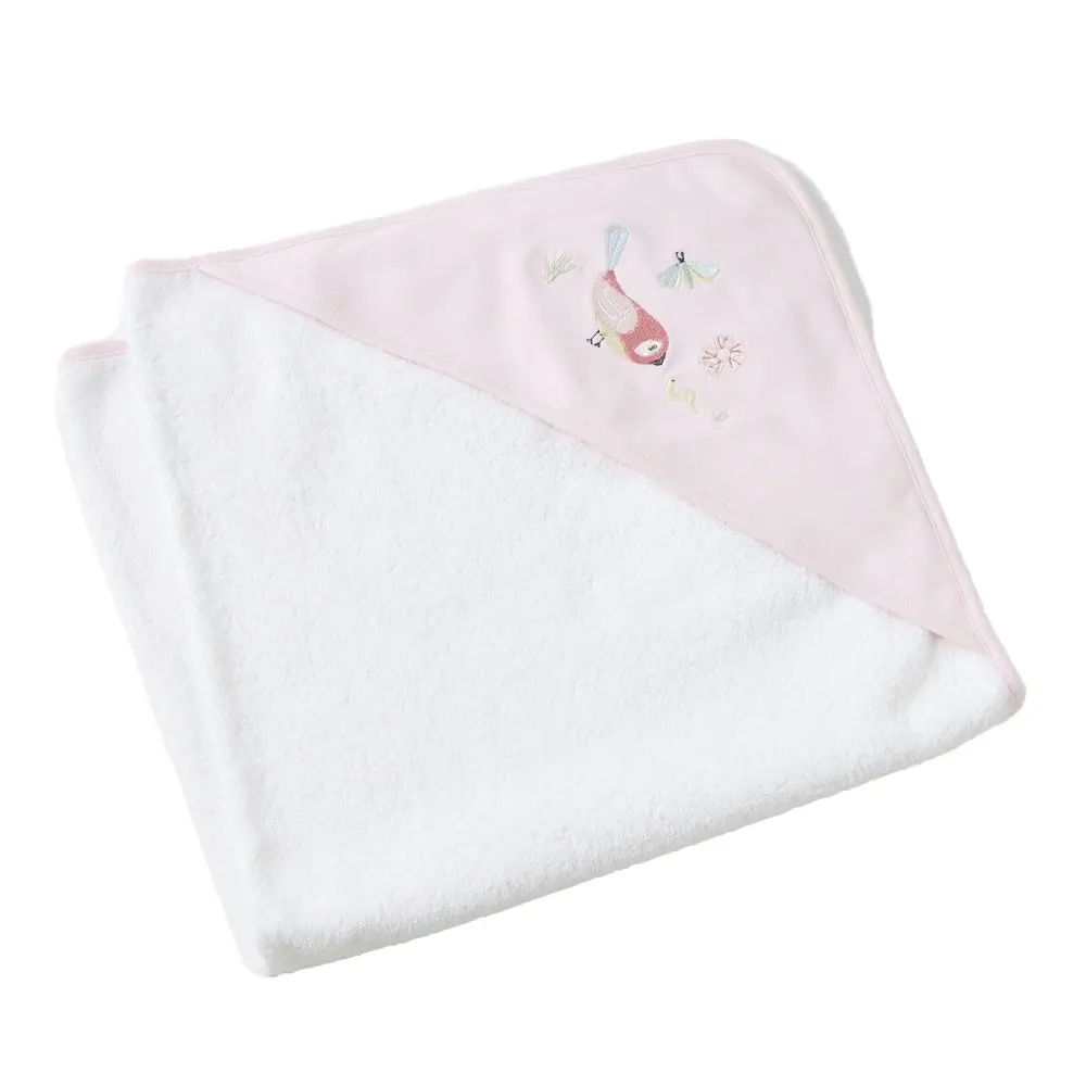 Jiggle & Giggle Cotton Baby/Infant Hooded Bath Towel Wrap Birdy Embroidered