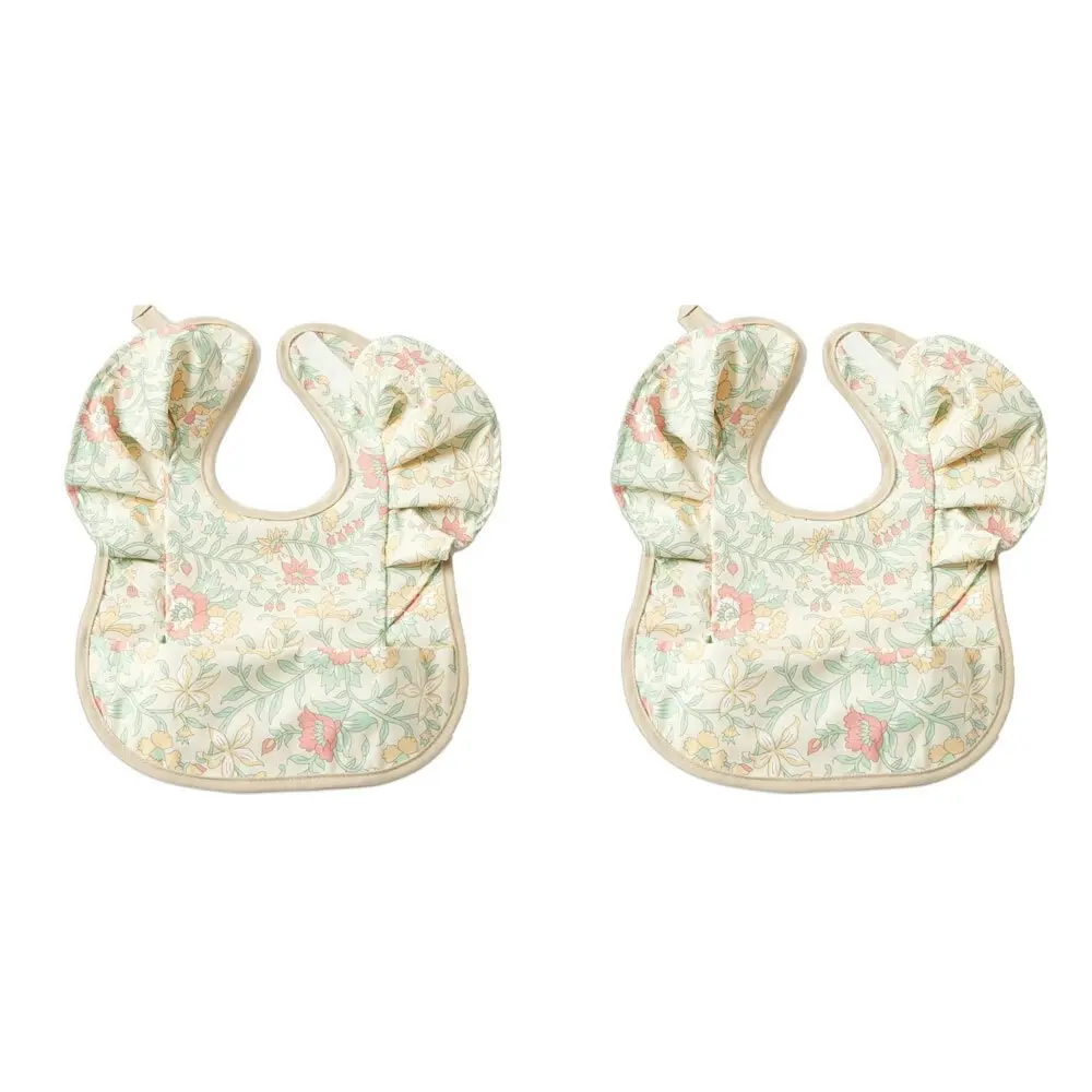 2x Jiggle & Giggle Polyester Spring Garden Frilled Bib Baby/Infant Burp/Feeding