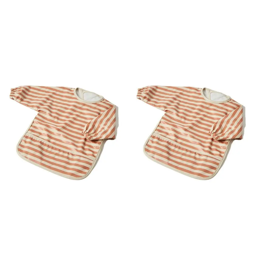 2x Jiggle & Giggle Polyester Stripe Smock Long-Sleeve Baby/Infant Feeding Apron