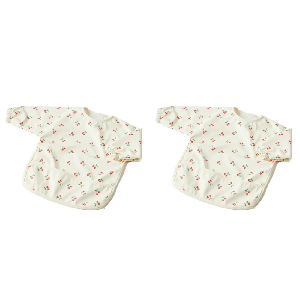 2x Jiggle & Giggle Polyester Cherry Smock Long-Sleeve Baby/Infant Feeding Apron