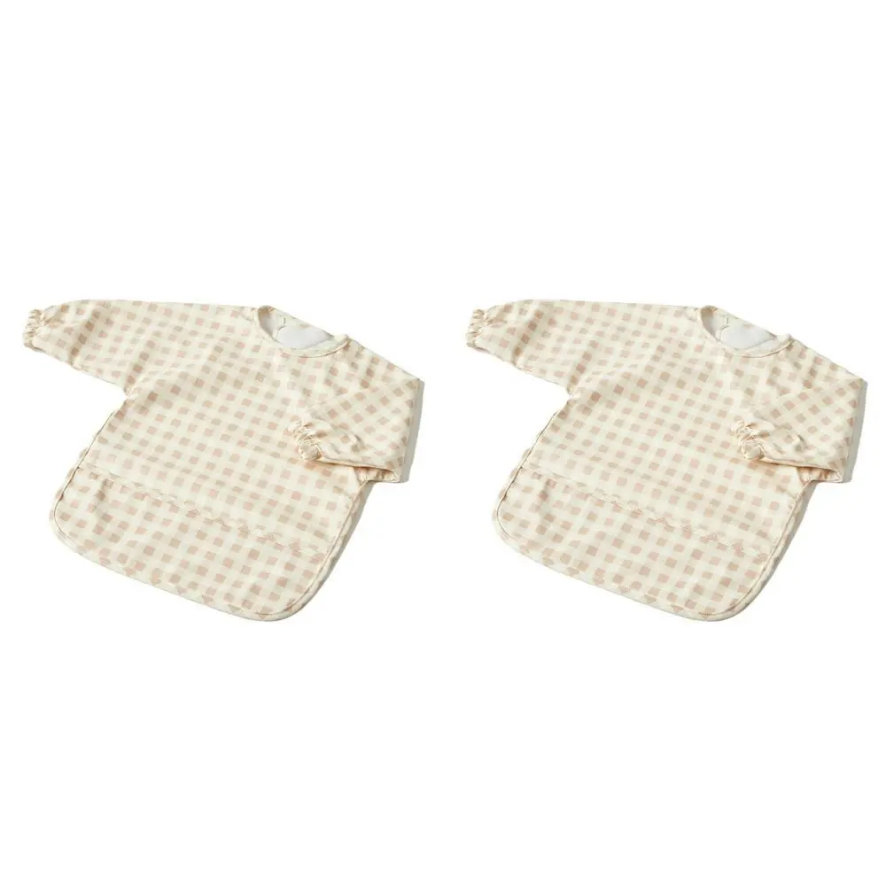 2x Jiggle & Giggle Polyester Gingham Smock Long-Sleeve Baby/Infant Feeding Apron