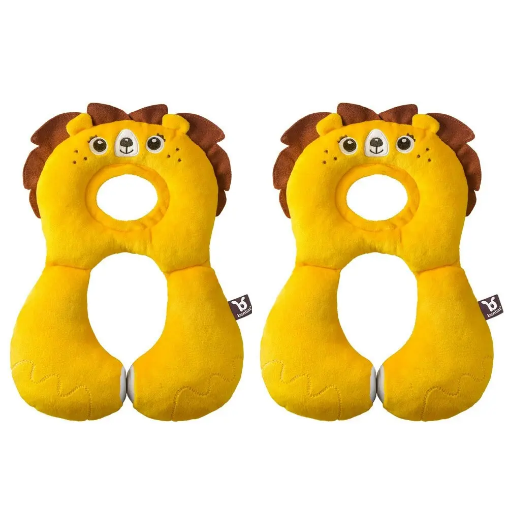 2x Benbat Total Support Headrest Head/Neck Rest Travel Baby 1-4y Car Pillow Lion