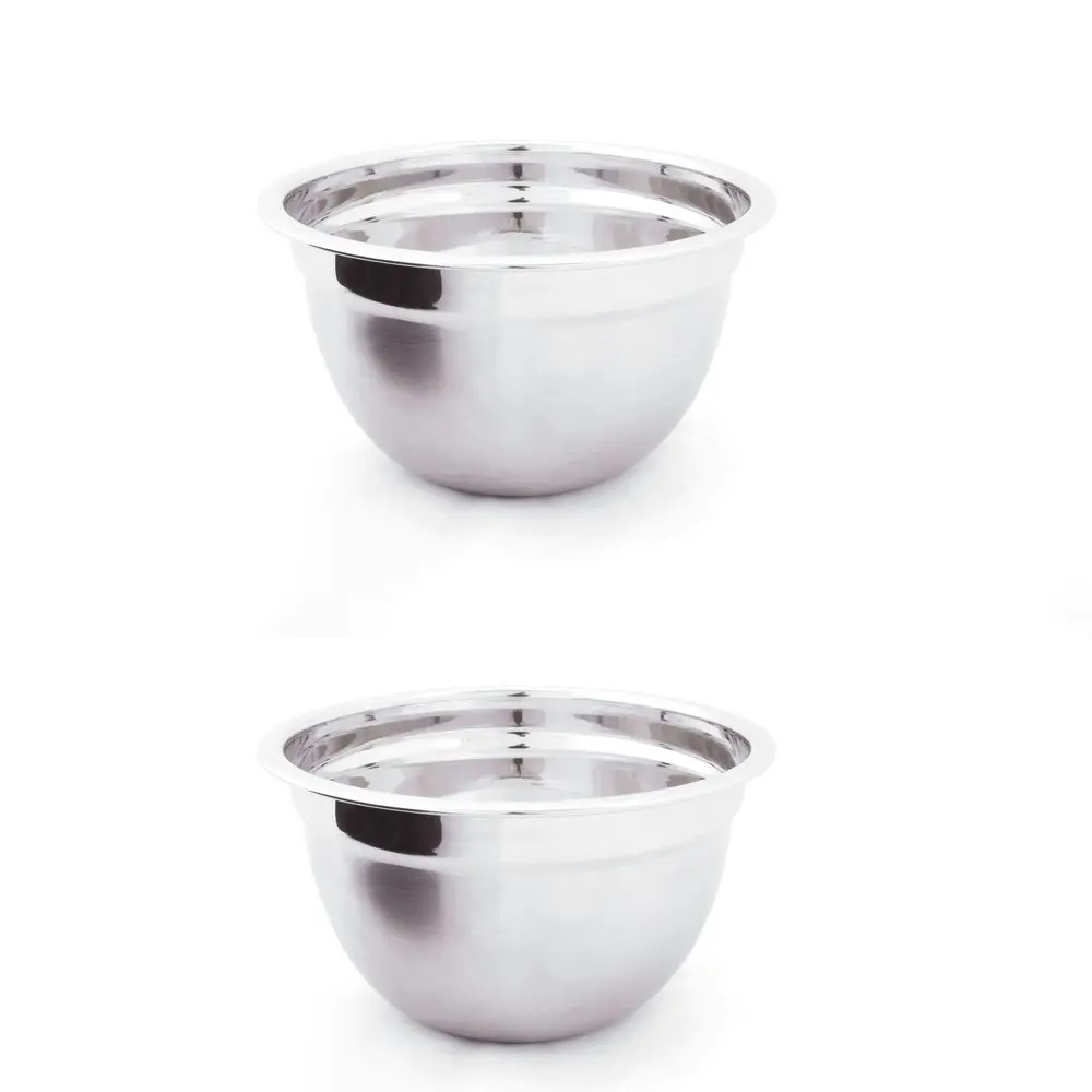 2x Cuisena 18cm/1.4L Stainless Steel Mixing Bowl Round Baking Container Silver