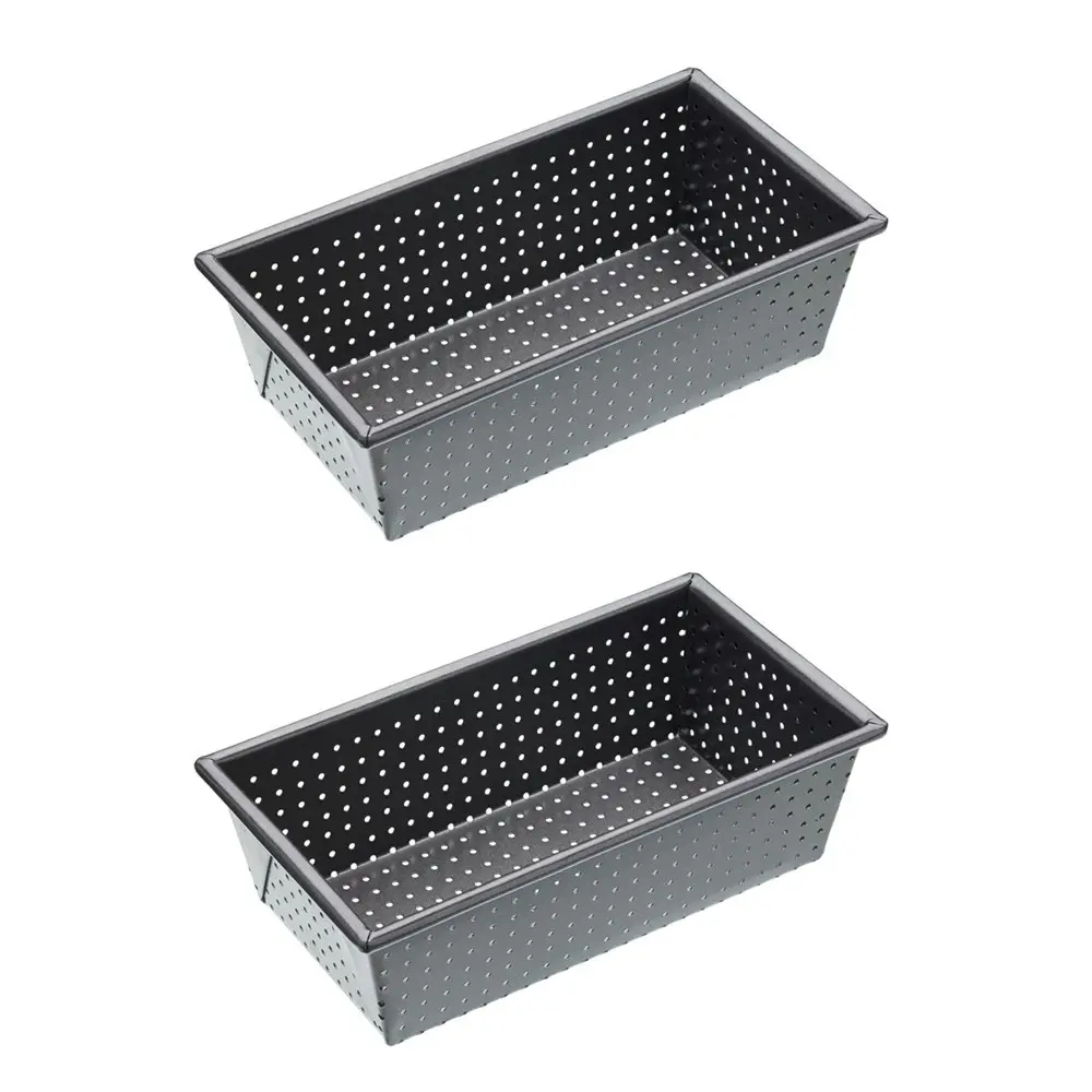 2x MasterCraft 23x13cm Crusty Bake Non-Stick Box Sided Loaf/Bread Pan Baking BLK