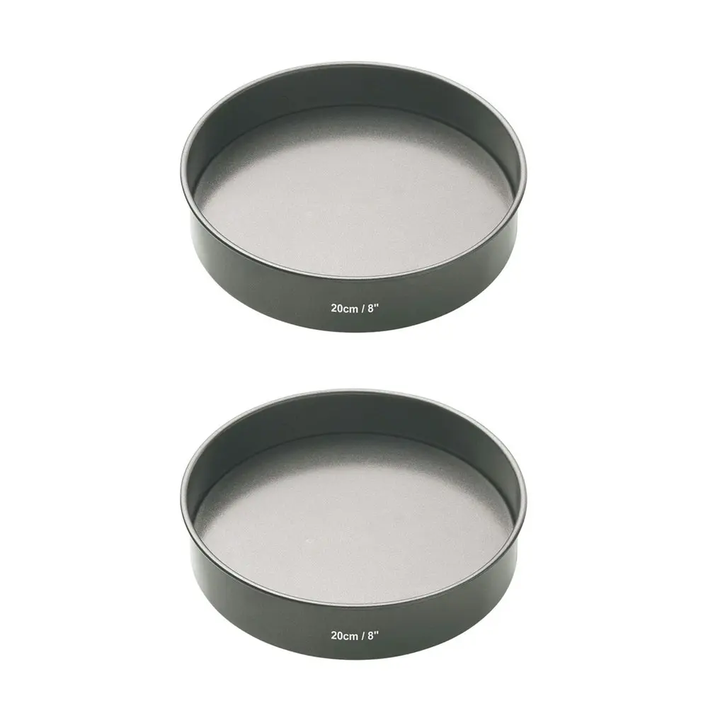 2x MasterCraft 20cm Heavy Loose Base Non-Stick Round Sandwich Pan Baking Black