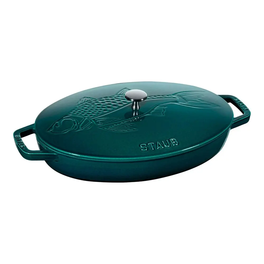 Staub La Mer Fish 32cm/2.8L Cast Iron Oval Dish Oven Cooking Bakeware Sea Blue