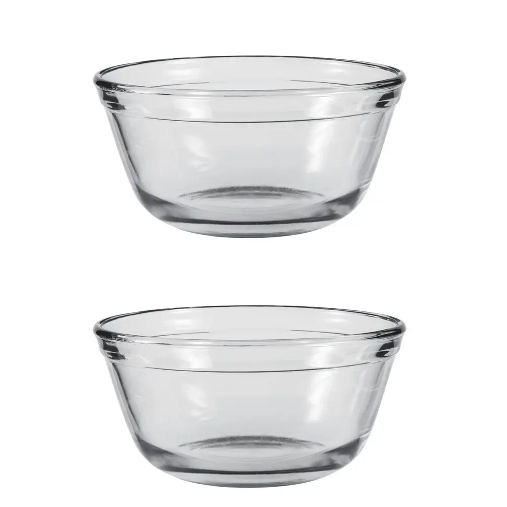 2x Anchor Hocking 17cm/1L Glass Mixing Bowl Original Stirring Serving Dish Clear