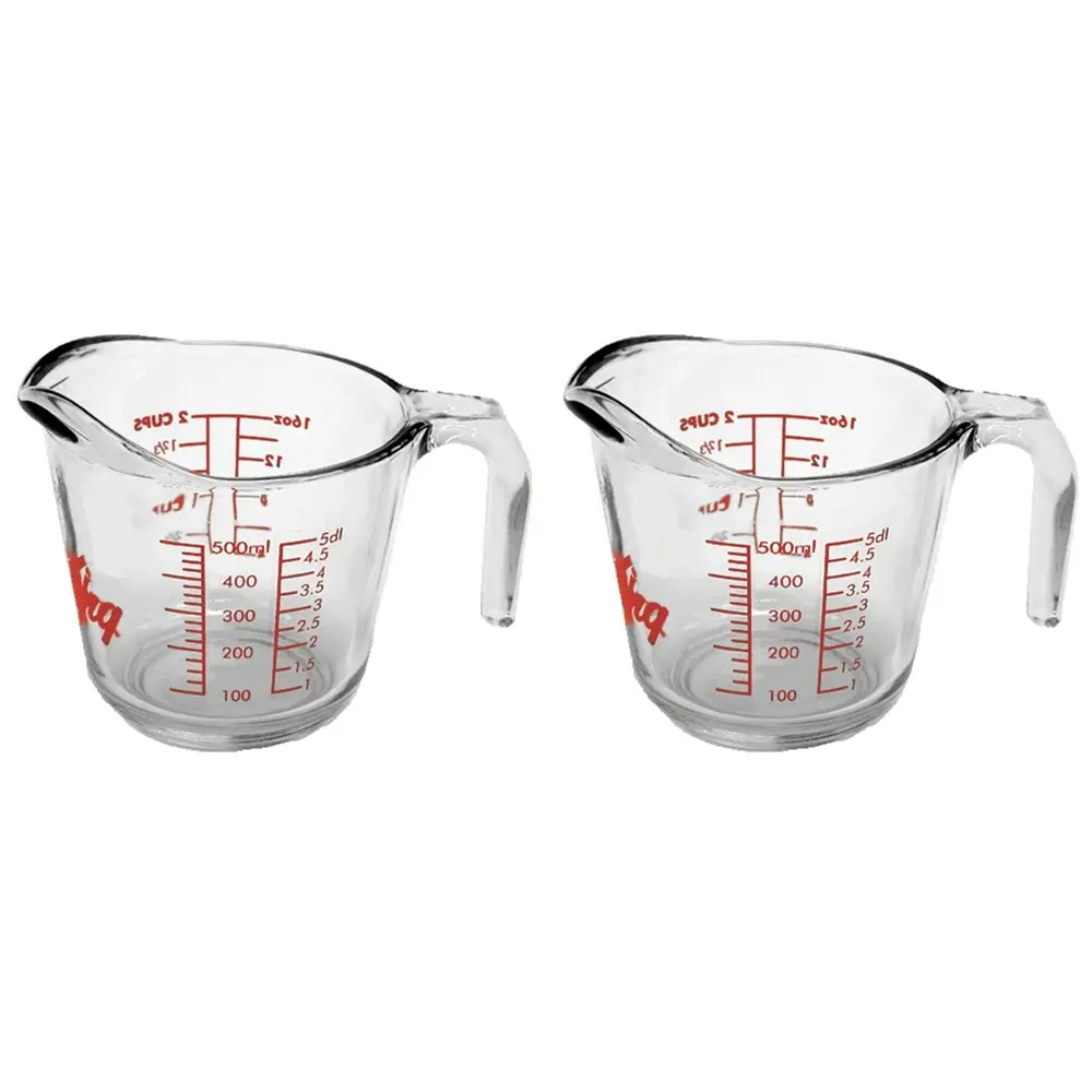 2x Anchor Hocking 500ml/2-Cup Glass Measuring Jug Kitchen Baking Cup Medium CLR