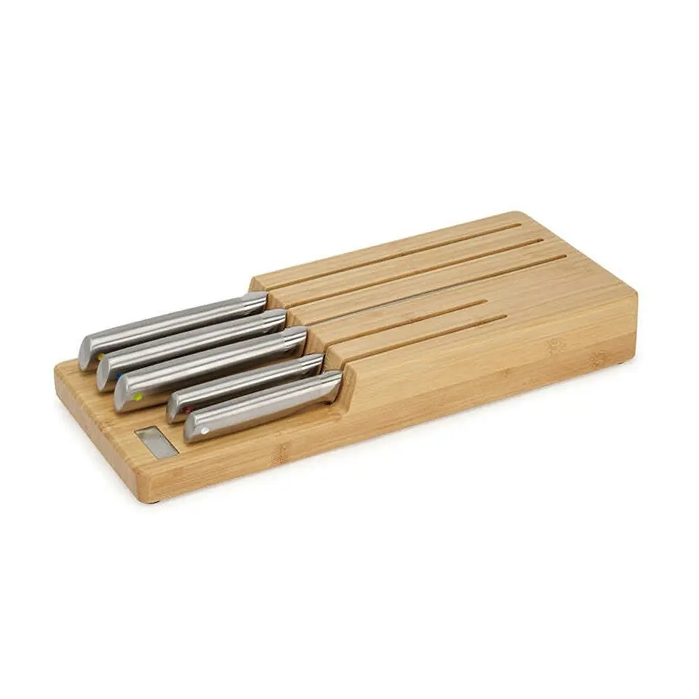 5pc Joseph Joseph Elevate Steel Knives Paring/Chef/Serrated Set w/ Bamboo Tray