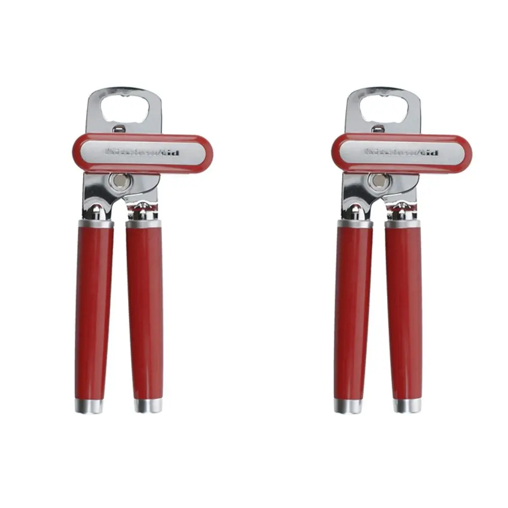 2x KitchenAid Stainless Steel Can Opener Bottle Cap Remover 21x9cm Empire Red