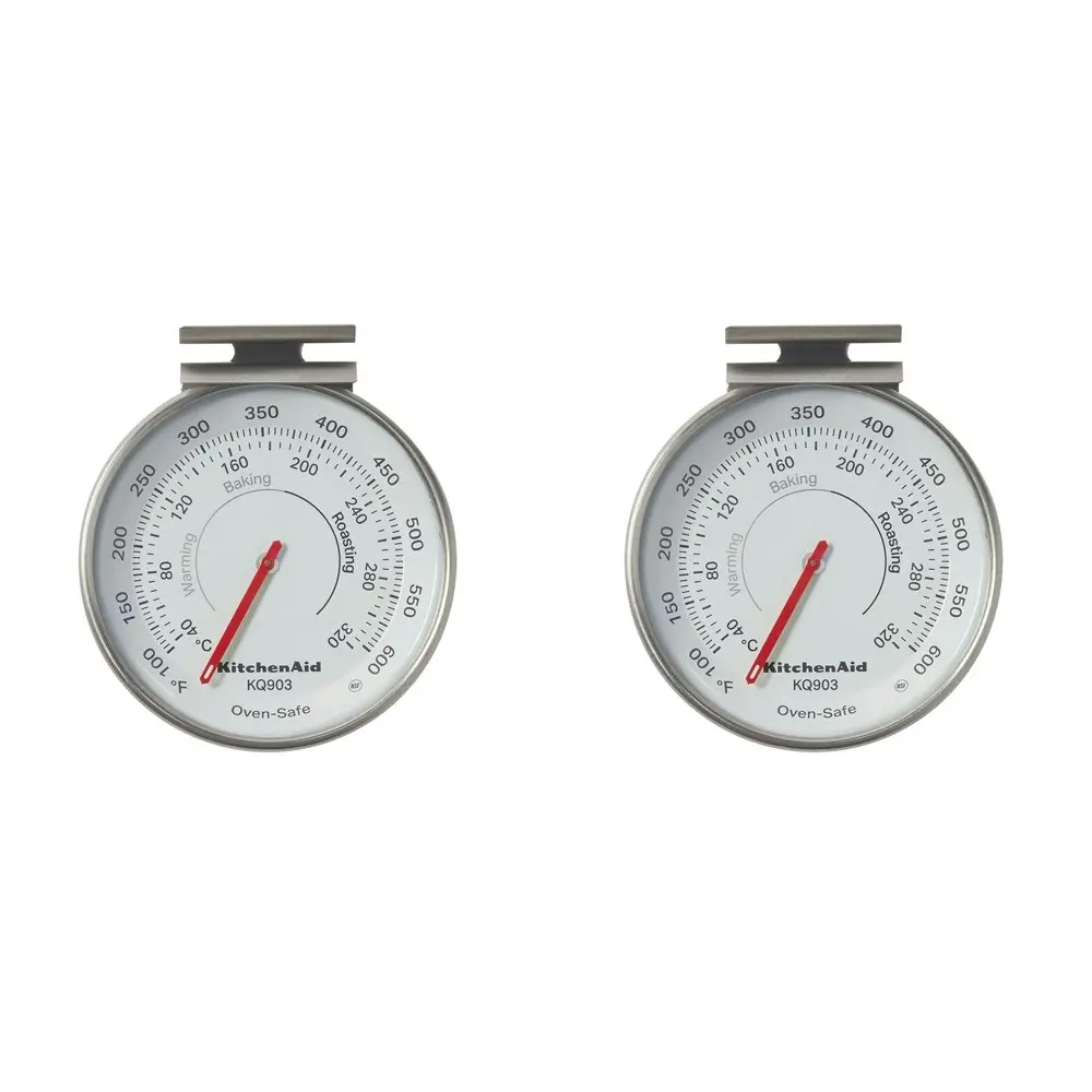 2x KitchenAid Dial Oven Cooking Thermometer Round Stainless Steel 8cm Silver