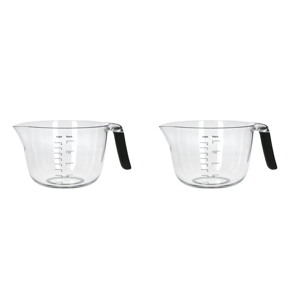 2x KitchenAid Plastic Baking/Cooking Mixing Batter Bowl/Measuring Jug 2L Clear