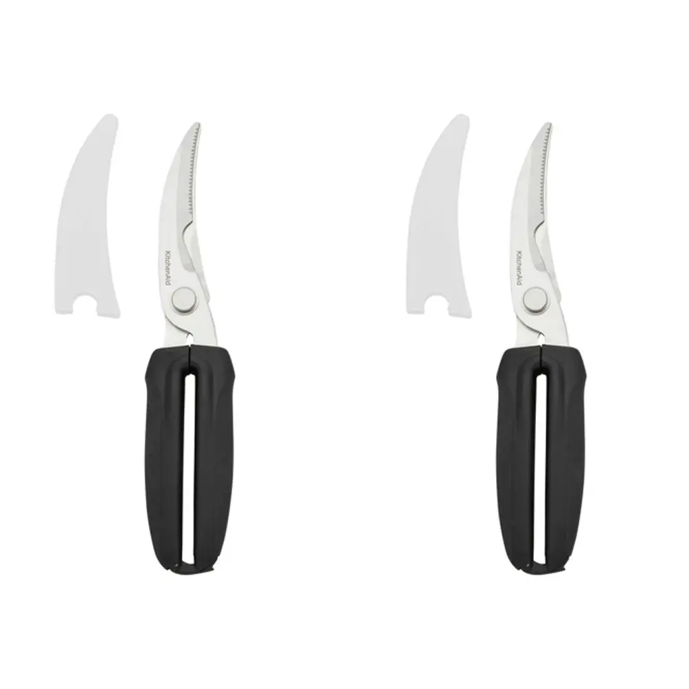 2x KitchenAid Poultry Shears Stainless Steel Kitchen Scissors/Cover 22.5cm BLK