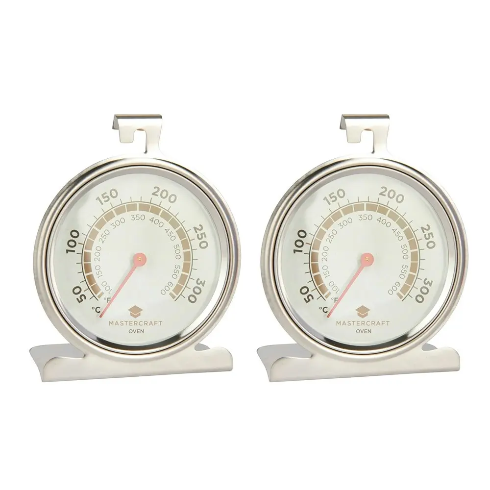 2x MasterCraft Round 10cm Stainless Steel Oven Thermometer Baking/Cooking Silver