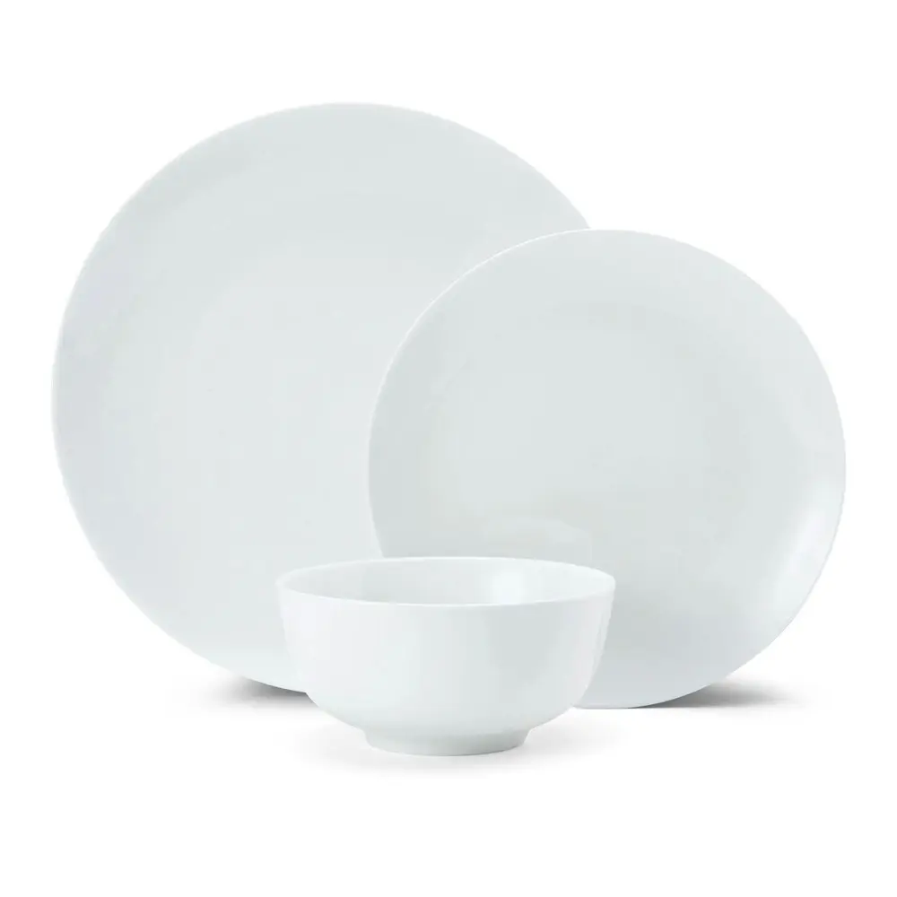 12pc Mikasa Chalk Kitchen Porcelain Dinner Tableware Dining Set, White