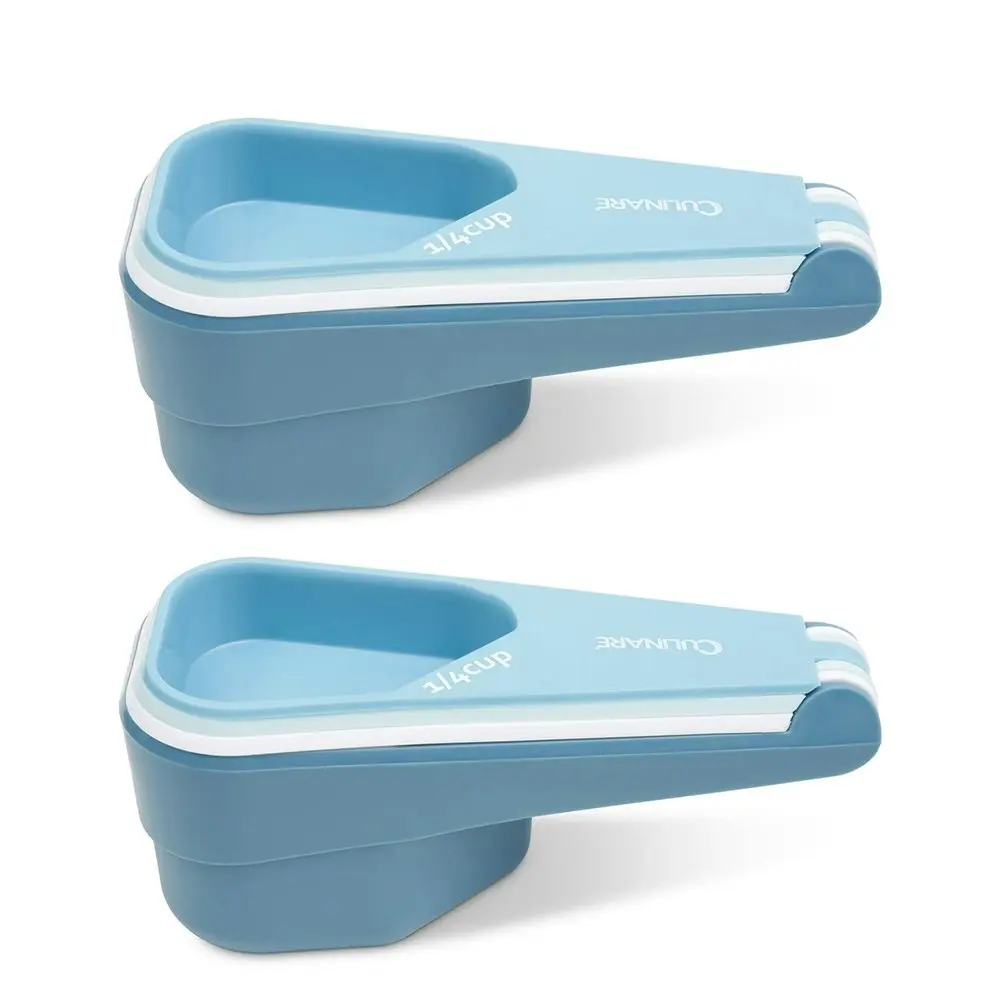 2x 4pc Culinare 16cm Plastic Measuring Cups Scoop Baking/Kitchen Utensil Blue