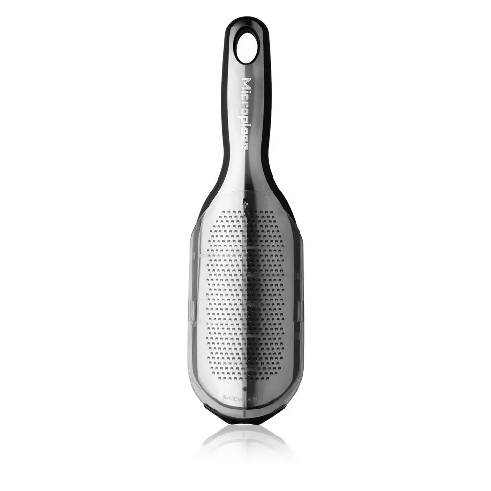 Microplane Elite Fine Grater Stainless Steel Lime Zester w/ 250ml Catcher Black