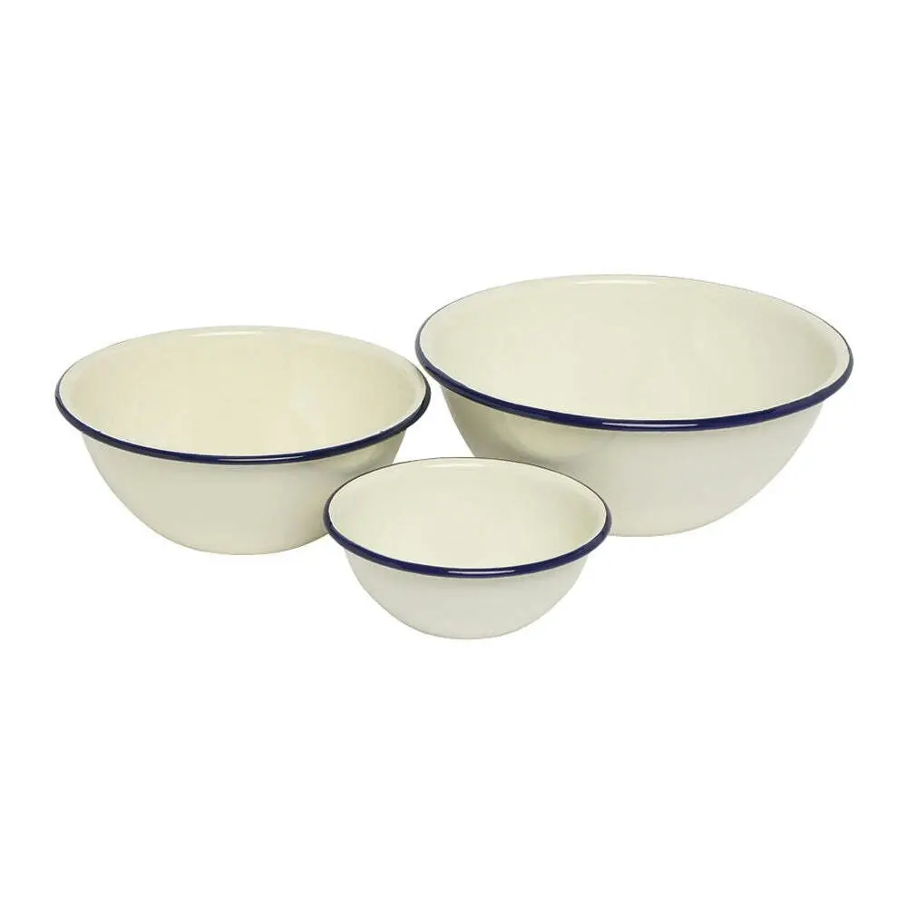 3pc Wiltshire Non-Stick Porcelain Enamel Bakeware Mixing Bowl Set Blue