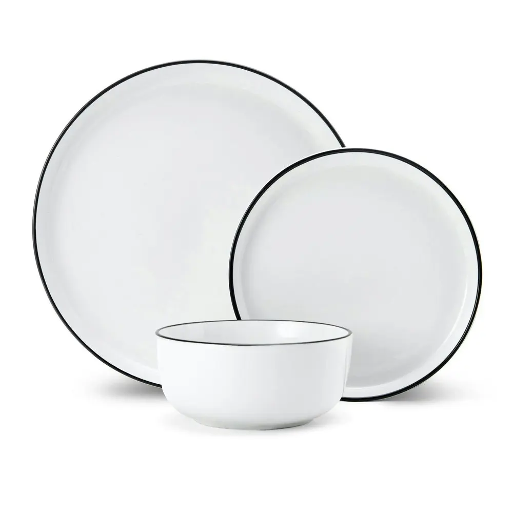 12pc Mikasa Limestone Kitchen Tableware Dining Porcelain Dinner Set, White