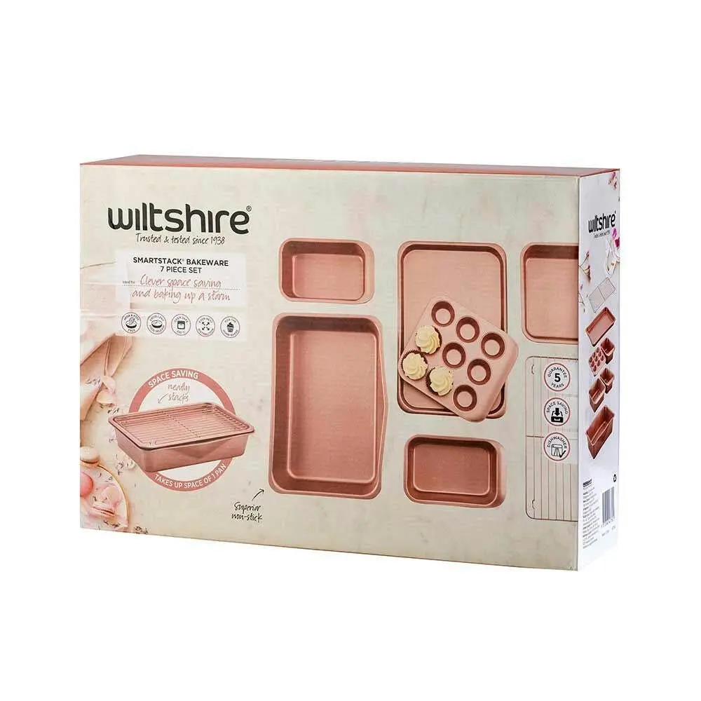 7pc Wiltshire Rose Gold Smart Stack Non-Stick Bakeware/Cookware Kitchen Set