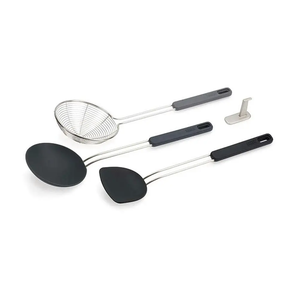 3pc Joseph Joseph Nest Fusion Silicone S/S Wok Cooking Utensil Skimmer/Spoon BLK