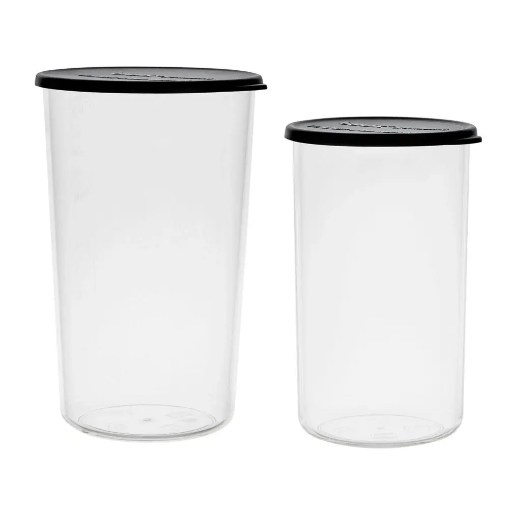 2pc Bamix Plastic Beakers Kitchen Jug Food Container Organiser w/ Lid Clear