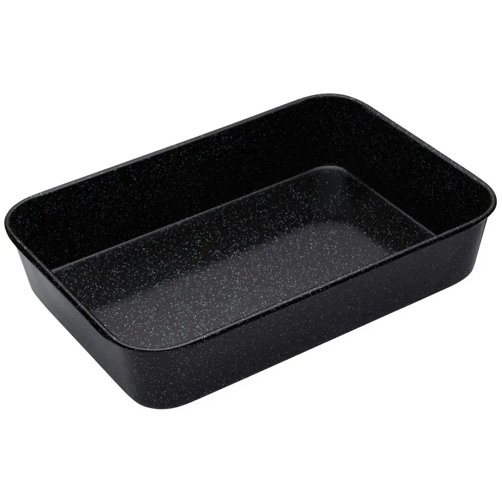 MasterCraft Pro Vitreous 40x28cm Enamel Rectangle Roasting Pan Baking Tray Black