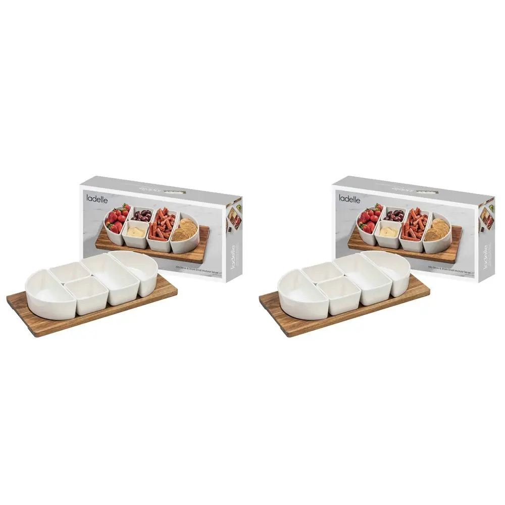 2x Ladelle Alto Serve & Share Porcelain Wood Modular Server Small Dinnerware