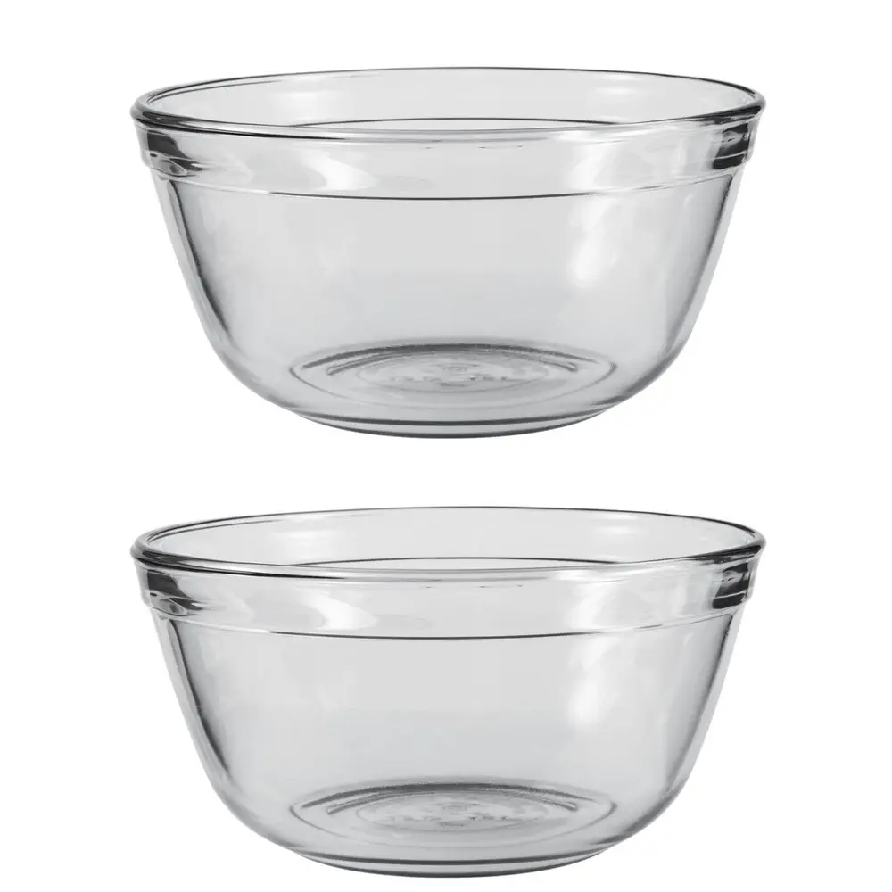 2x Anchor Hocking 18cm/1.5L Glass Mixing Bowl Original Stirring Serving Dish CLR