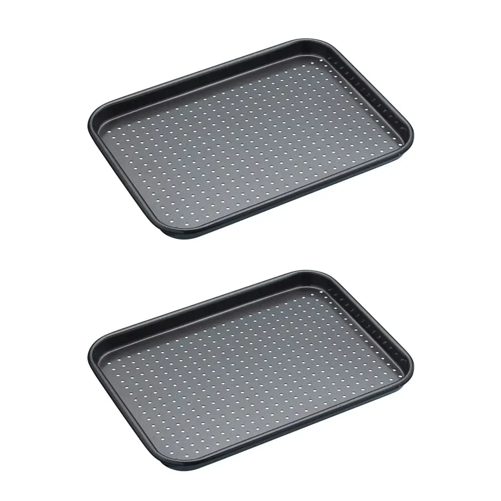 2x MasterCraft Crusty Bake 24x18cm Non-Stick Baking Tray Kitchen Cooking Black