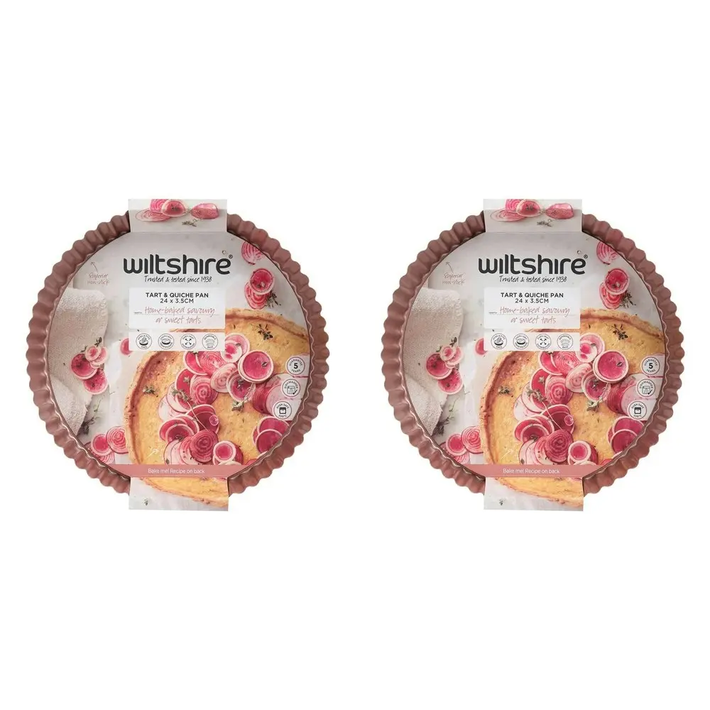 2PK Wiltshire Rose Gold Non-Stick Quiche & Tart Pan Oven Safe Baking Tin 24cm