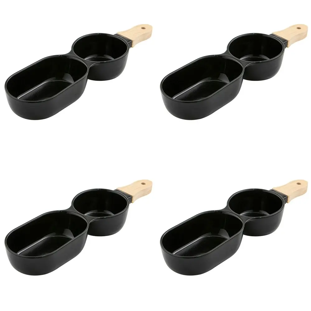 4x Ladelle Alto Serve & Share 2 Part 34.5x9.5cm Porcelain/Wood Serve Stick Black