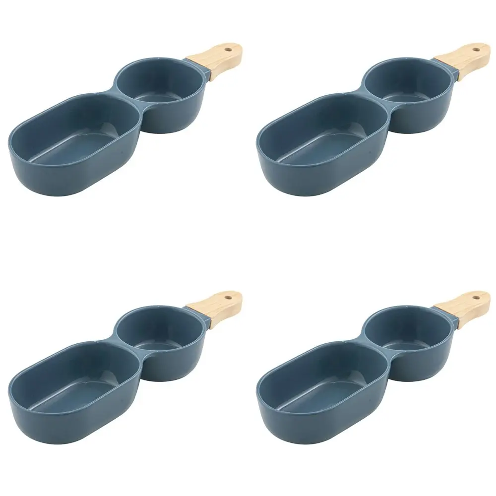 4x Ladelle Alto Serve & Share 2 Part 34.5x9.5cm Porcelain/Wood Serve Stick Blue